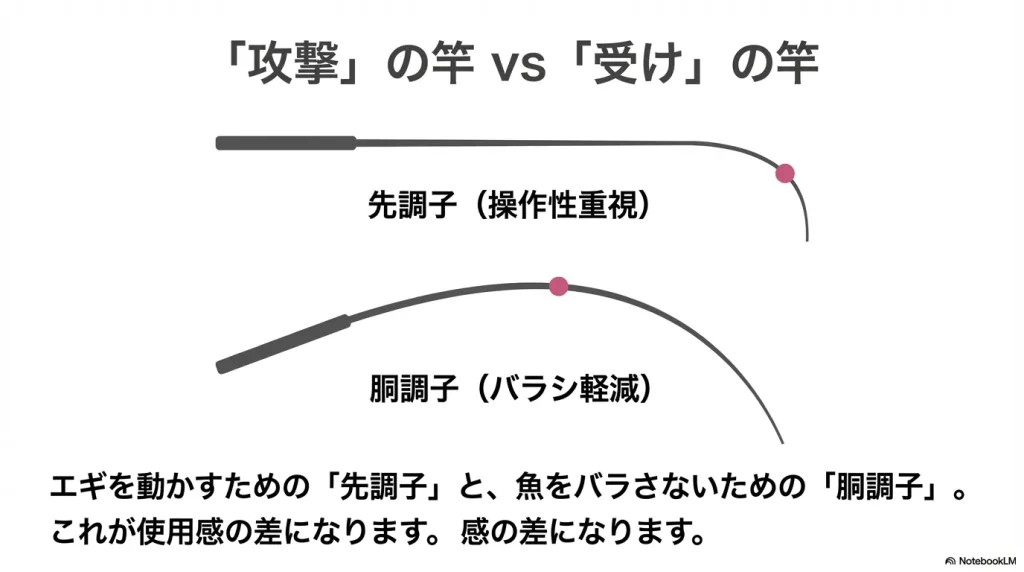 エギングロッドとシーバスロッドの竿調子比較