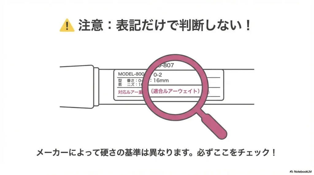 ロッドの硬さを選ぶときは、硬さ表記だけでなく、ルアー重量もチェックしよう。